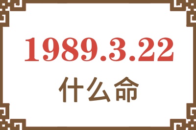 1989年3月22日出生是什么命？