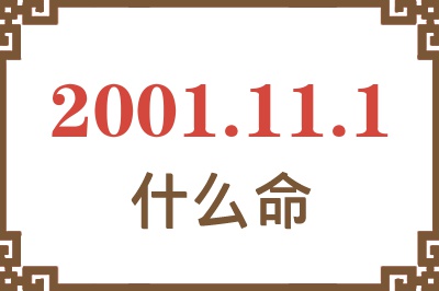 2001年11月1日出生是什么命？