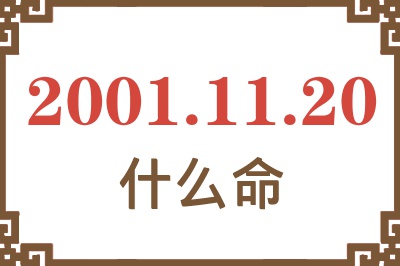 2001年11月20日出生是什么命？