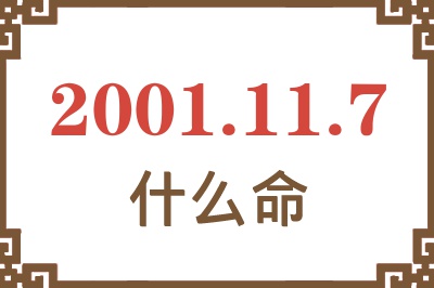 2001年11月7日出生是什么命？