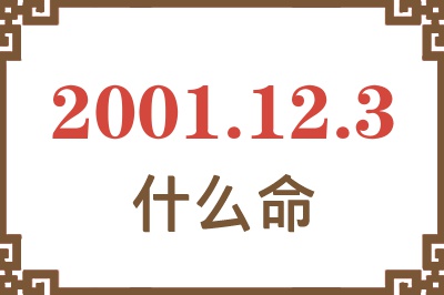 2001年12月3日出生是什么命？