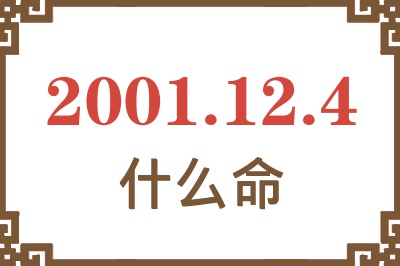 2001年12月4日出生是什么命？