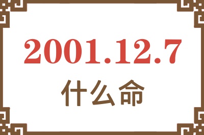 2001年12月7日出生是什么命？