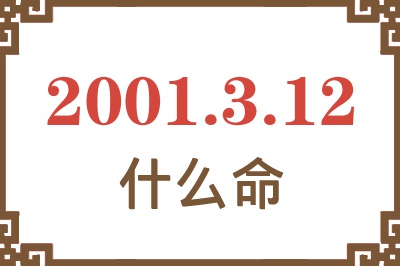 2001年3月12日出生是什么命？