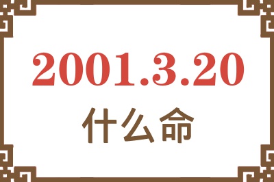 2001年3月20日出生是什么命？