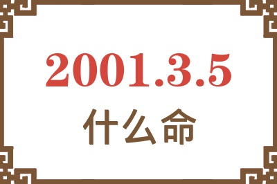 2001年3月5日出生是什么命？