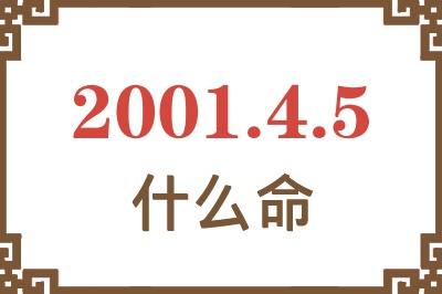 2001年4月5日出生是什么命？