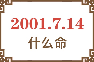 2001年7月14日出生是什么命？