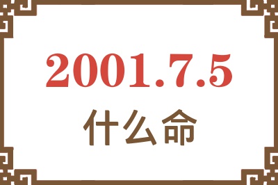 2001年7月5日出生是什么命？