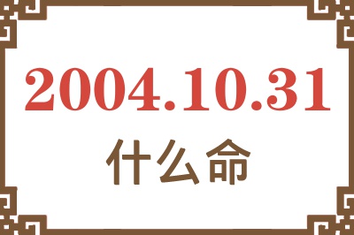 2004年10月31日出生是什么命？