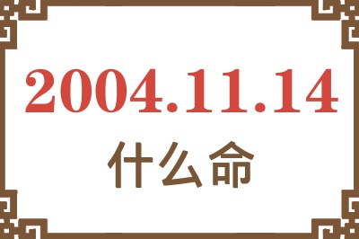 2004年11月14日出生是什么命？