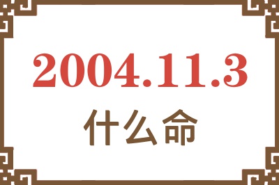 2004年11月3日出生是什么命？