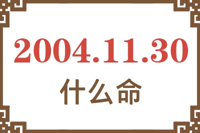 2004年11月30日出生是什么命？