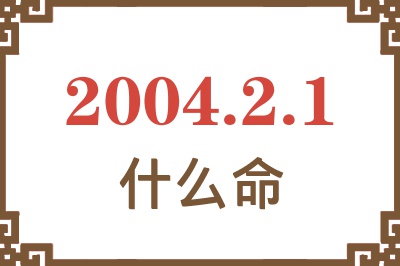 2004年2月1日出生是什么命？