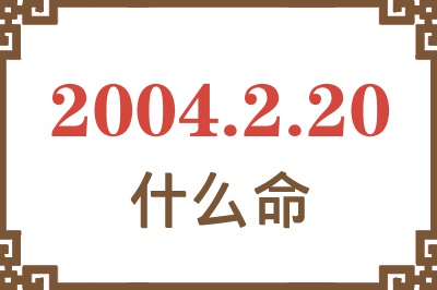 2004年2月20日出生是什么命？