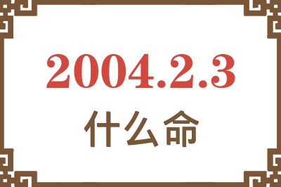 2004年2月3日出生是什么命？