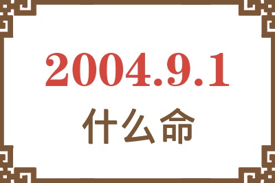 2004年9月1日出生是什么命？