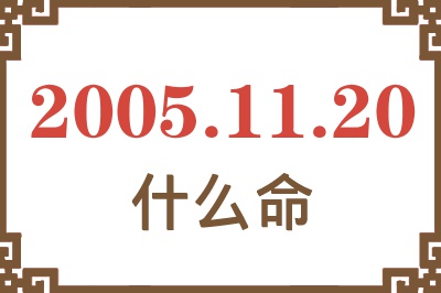 2005年11月20日出生是什么命？