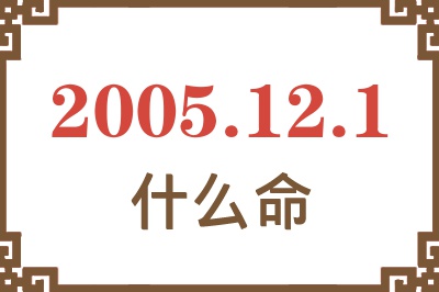 2005年12月1日出生是什么命？