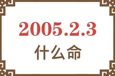 2005年2月3日出生是什么命？