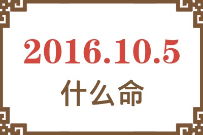 2016年10月5日出生是什么命？