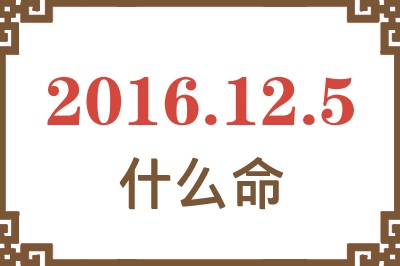 2016年12月5日出生是什么命? 2016年12月5日出生是什么命?